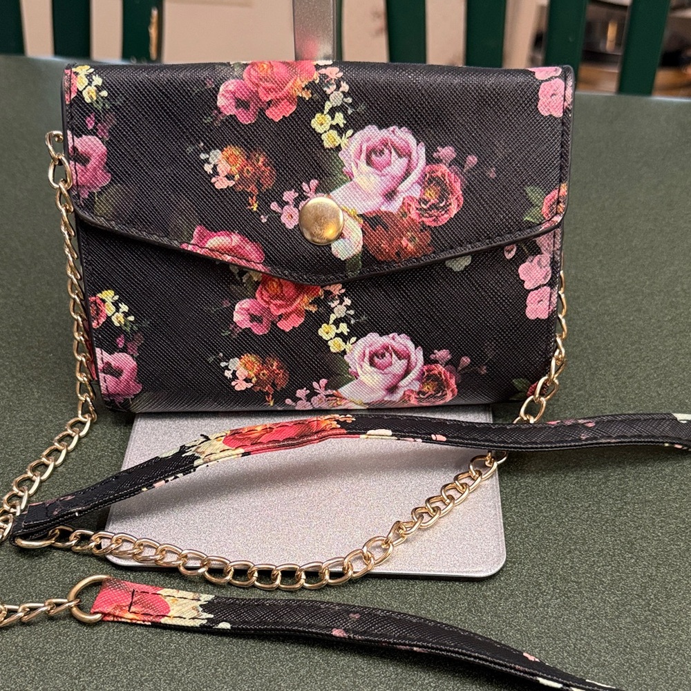 Floral Black Crossbody Bag
